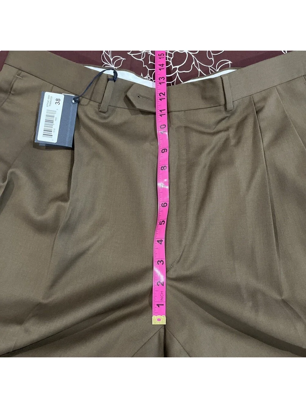 NWT PAZONI MENS DRESS PANTS TOBACCO BROWN WAIST 38 UNHEMMED MADE IN ITALY RP$195